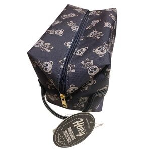 Henry Printed Canvas Toiletry Bag Navy Skeleton Bear Print NWT